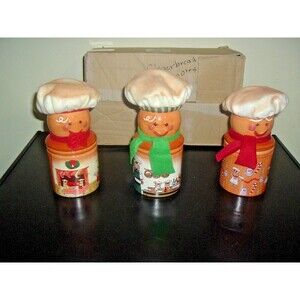 New Set of Gingerbread Men Chefs Jar Candles QVC Lori Greiner Cookie Mulberry